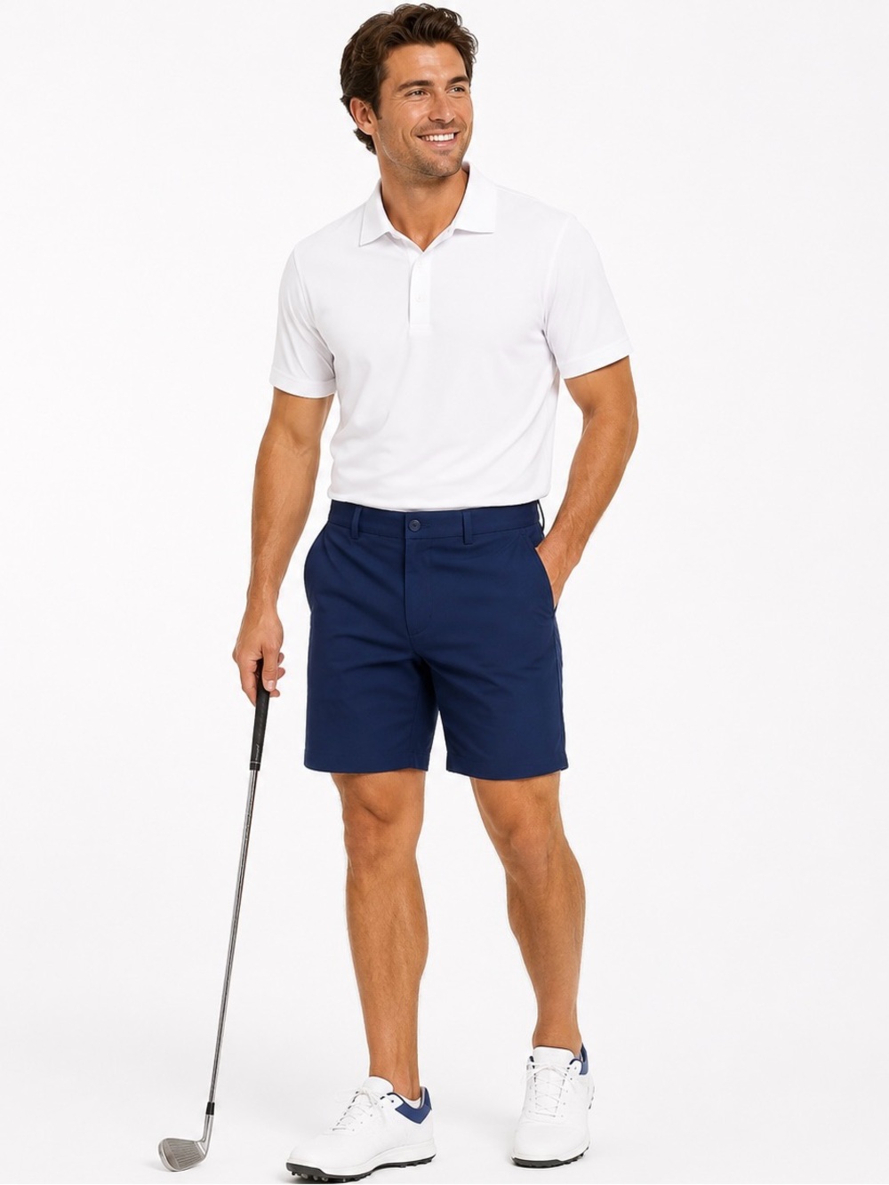 Turtleson Men's Flat Front Navy Performance Shorts